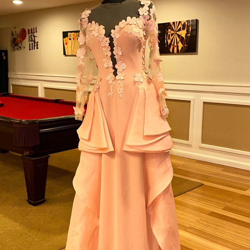 Elegant Pink Floral Evening Gown